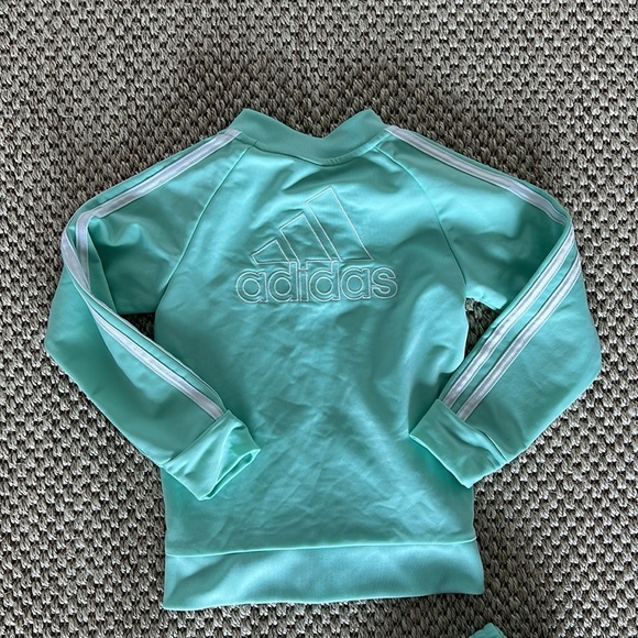 Adidas Teal Sea foam Blue Ice Mint Jumpsuit size 3-4T - Picture 8 of 9